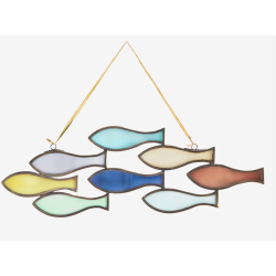 Mobile POISSONS en verre multicolore