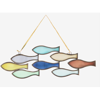 Mobile POISSONS en verre multicolore