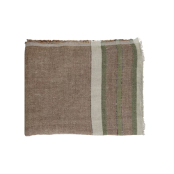 Plaid / nappe de table BRUNELLO marron et vert