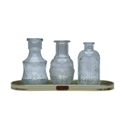 Set de 3 vases sur plateau miroir