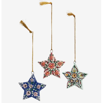 Étoiles de Noël en papier mâché (set de 3)