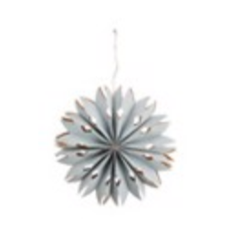 Décoration de Noël Étoile en papier bleu givré taille S avec guirlande lumineuse