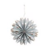 Décoration de Noël Étoile en papier bleu givré taille S avec guirlande lumineuse