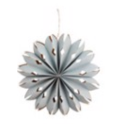 Décoration de Noël Étoile en papier bleu givré taille L avec guirlande lumineuse