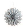 Décoration de Noël Étoile en papier bleu givré taille L avec guirlande lumineuse