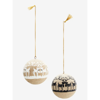 Boule de Noël en papier mâché RENNES blanc