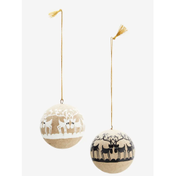 Boule de Noël en papier mâché RENNES noir