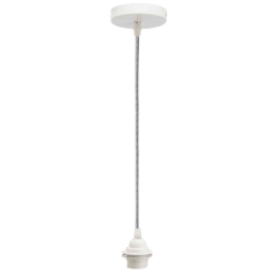 Rosace douille blanche 110cm câble tissé blanc/noir