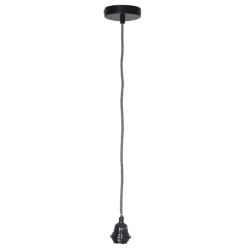 Rosace douille noire 110cm  câble corde blanc/noir