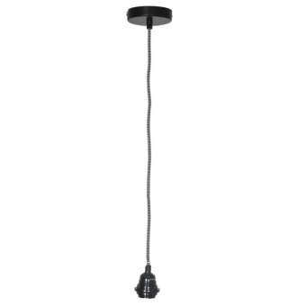 Rosace douille noire 110cm  câble corde blanc/noir