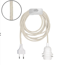 Suspension douille baladeuse blanche câble blanc