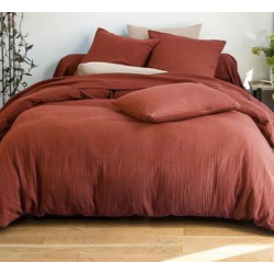 Parure de lit DOUBLE GAZE terracotta 240 x 260