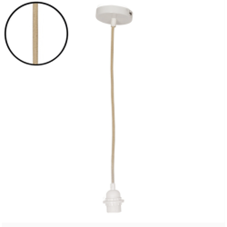 Rosace douille blanche câble corde naturelle