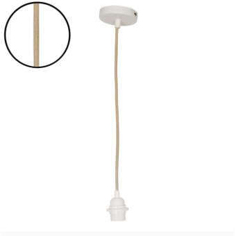 Rosace douille blanche câble corde naturelle