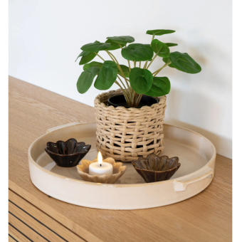 Plat de présentation en céramique blanc