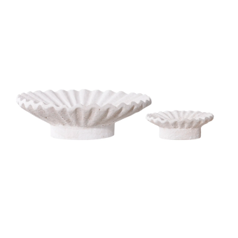 Bougeoirs en ciment blanc (set de 2)
