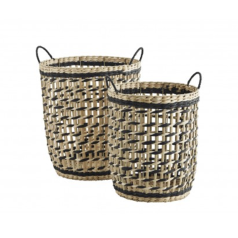 Panier en osier noir et naturel