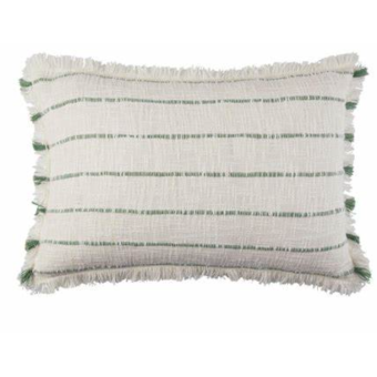 Coussin TAHA ivoire et vert