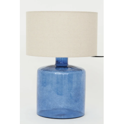 Lampe pied en verre bleu
