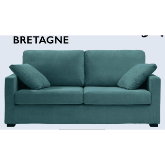 Canapé SOFA 'SIL BRETAGNE  2 places convertible 14 cm Tissu TRINITY Couleur Océan Cat 1