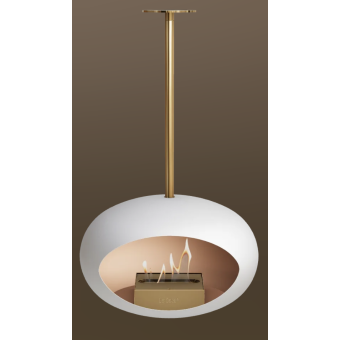 Cheminée SKY blanche 120 cm en or rose + brûleur