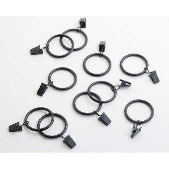 Lot de 10 anneaux pince ALMA noir mat