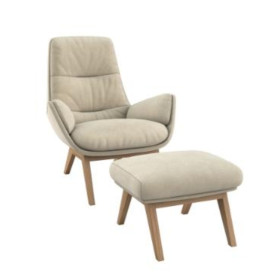 Fauteuil MORO tissu LIDO beige pieds OAK