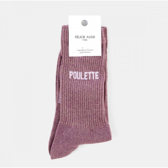 Chaussettes POULETTE pailletée violette