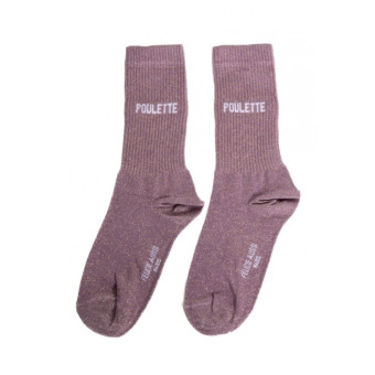 Chaussettes POULETTE pailletée violette