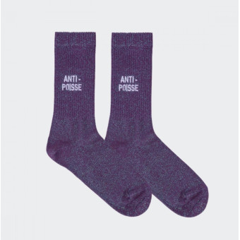 Chaussettes anti poisse pailletée violette