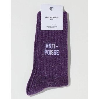 Chaussettes anti poisse pailletée violette