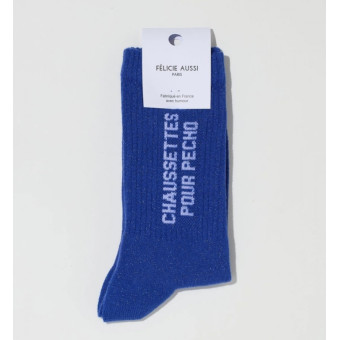 Chaussettes POUR PECHO bleue paillettée