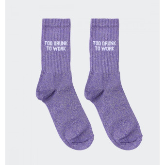 Chaussettes TO DRUNK TO WORK violette pailletée