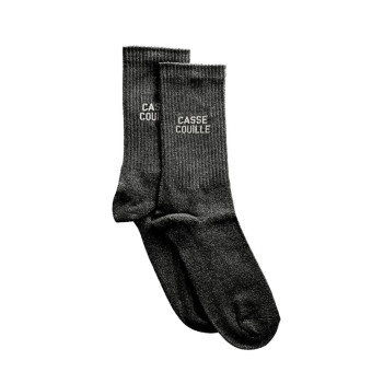 Chaussettes CASSE COUILLE noire pailletée