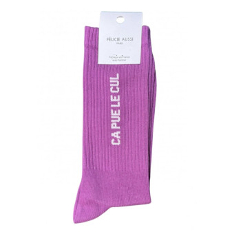 Chaussettes ÇA PUE LE CUL violette