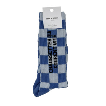 Chaussettes QUI COURENT VITE bleue damier