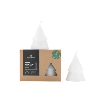 Lot de 2 bougie sapin BLANC
