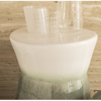 Tabouret CHAÏ céramique vert et blanc