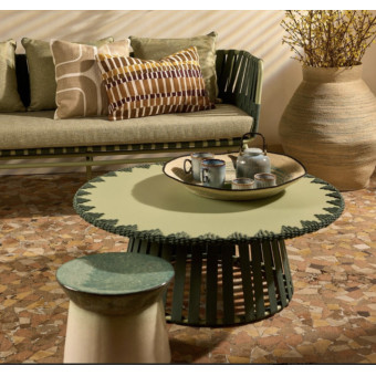 Bout de canapé CHAÏ vert et blanc