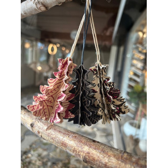 Décorations de Noël sapin en papier bleu/bordeaux (set de 3)