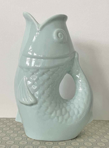 Vase céramique Poisson gm bleu givré L16,5 P11 H25,3cm