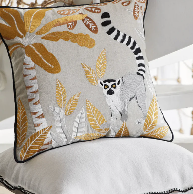 Coussin Madagascar naturel et ocre