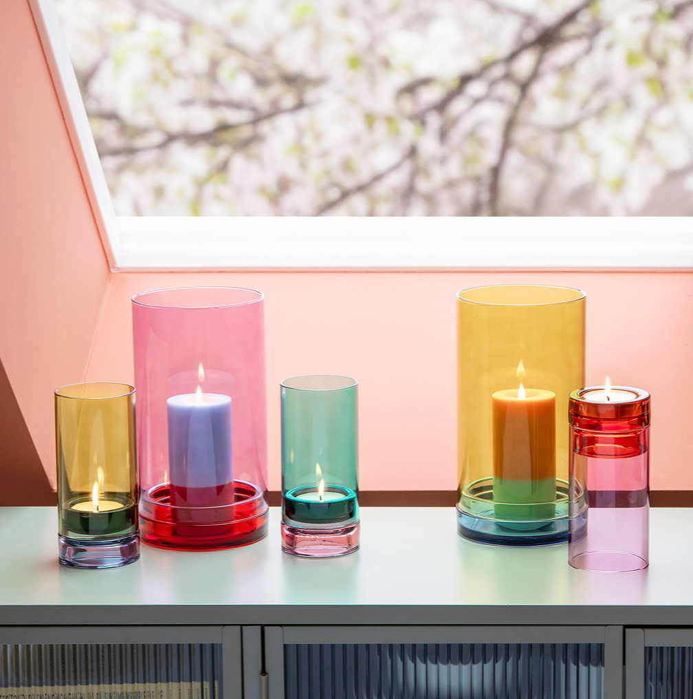 Photophore en verre 'Lys' Pink