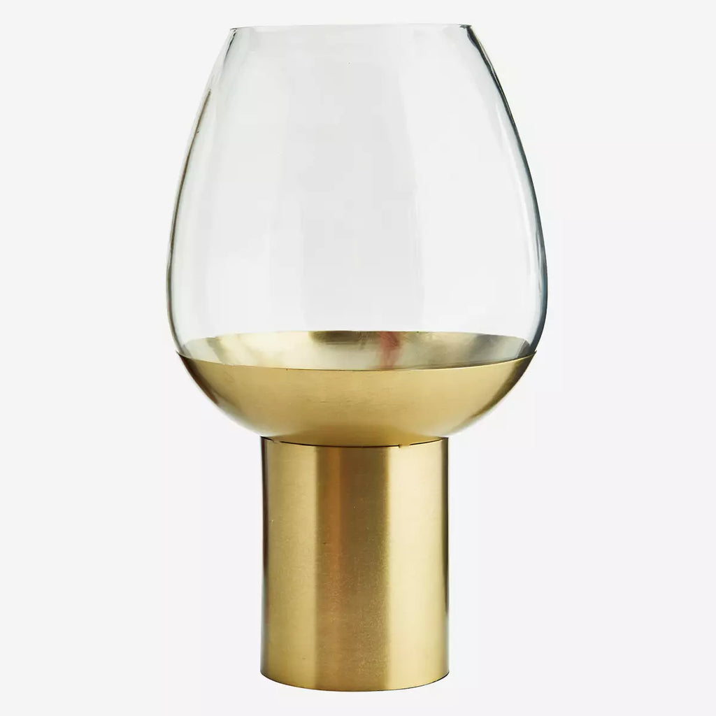 Grand photophore - Métal doré et verre